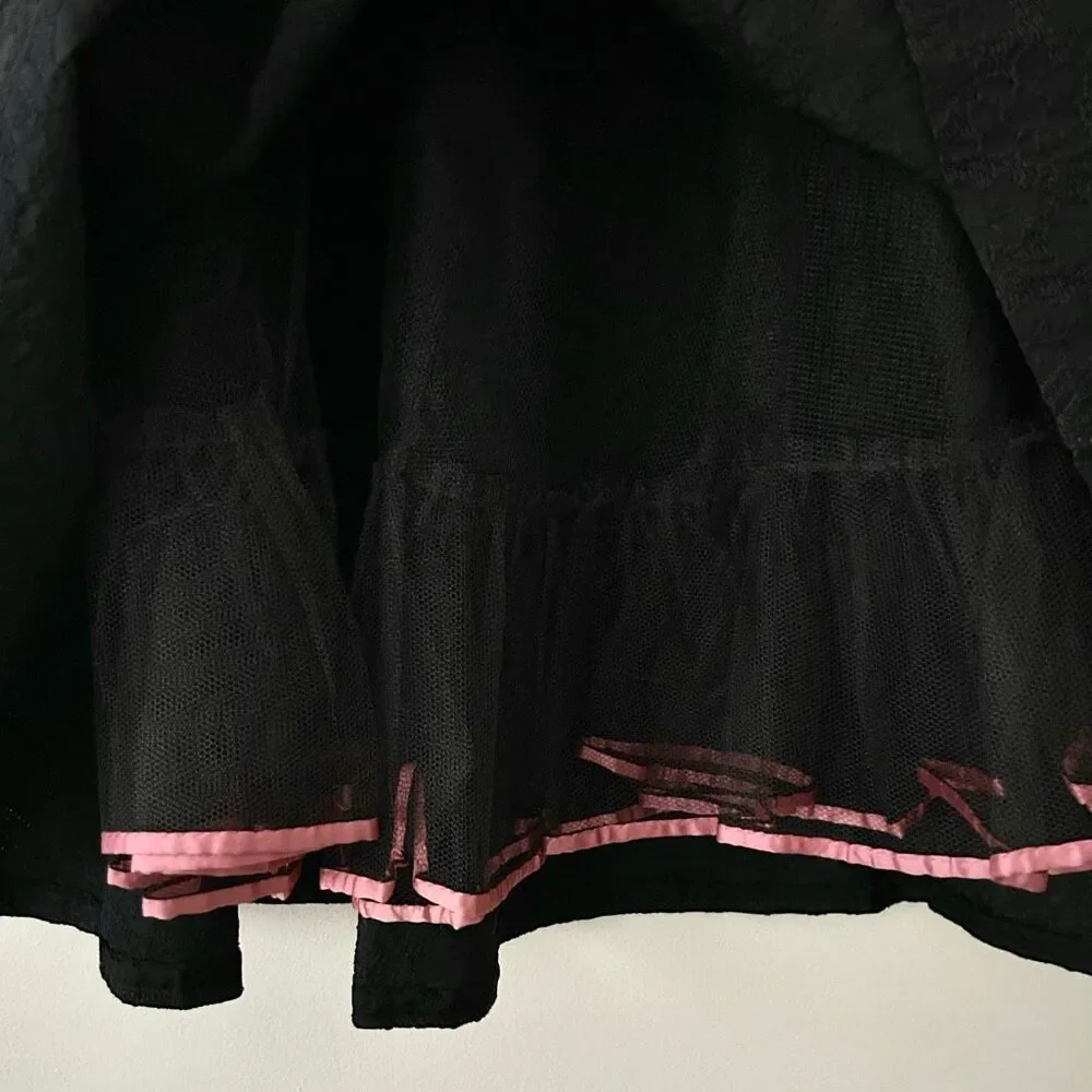 1950s Smart Set Sportswear Black Brocade Full Skirt Tulle Petticoat Velvet Waist